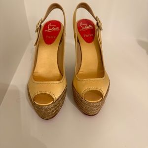Christian Louboutin Wedge Sandals Yellow/Gold  BRAND NEW